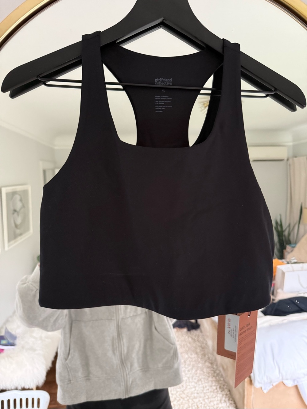girlfriend collective Black Racerback Sports Bra Crop